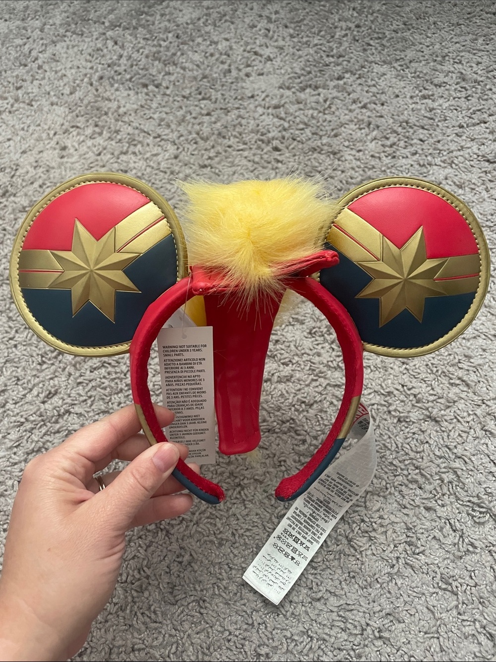 Disney Captain Marvel Mickey Ears  - Red, Gold & Navy